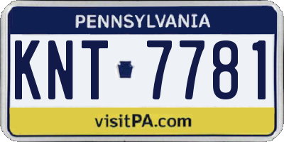 PA license plate KNT7781