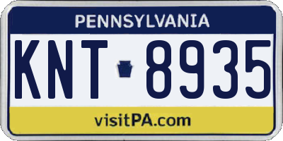 PA license plate KNT8935