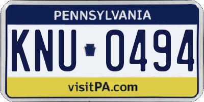 PA license plate KNU0494