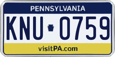 PA license plate KNU0759