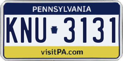 PA license plate KNU3131
