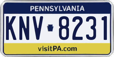 PA license plate KNV8231