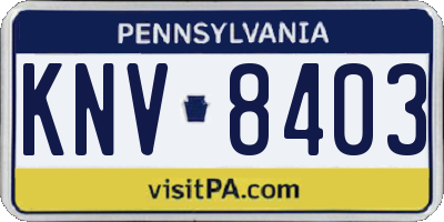 PA license plate KNV8403