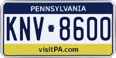 PA license plate KNV8600