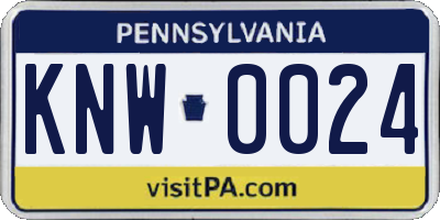 PA license plate KNW0024