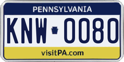 PA license plate KNW0080