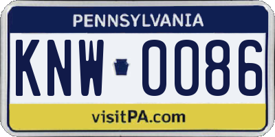 PA license plate KNW0086