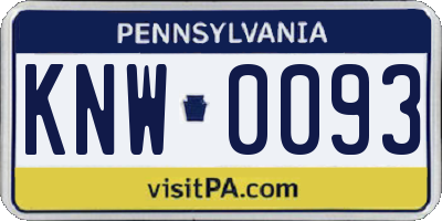 PA license plate KNW0093
