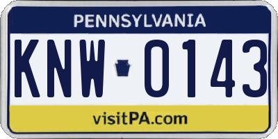 PA license plate KNW0143
