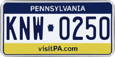 PA license plate KNW0250