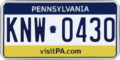 PA license plate KNW0430