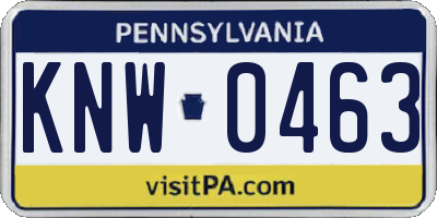 PA license plate KNW0463