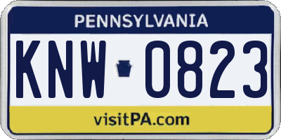 PA license plate KNW0823