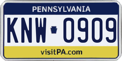 PA license plate KNW0909