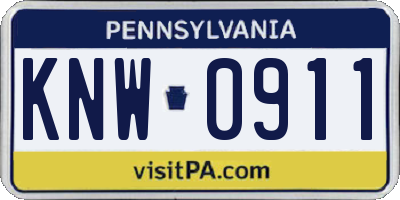 PA license plate KNW0911