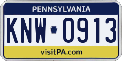PA license plate KNW0913