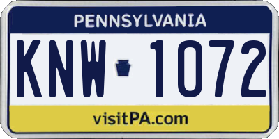 PA license plate KNW1072