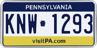 PA license plate KNW1293