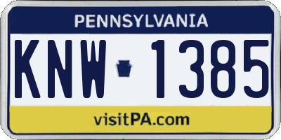 PA license plate KNW1385