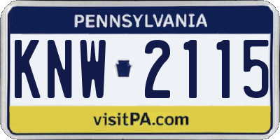 PA license plate KNW2115