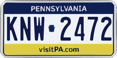 PA license plate KNW2472
