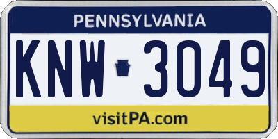 PA license plate KNW3049
