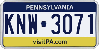 PA license plate KNW3071