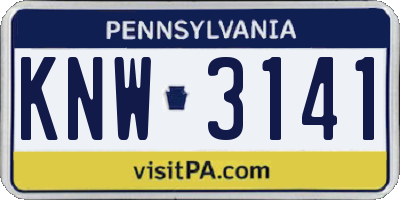 PA license plate KNW3141