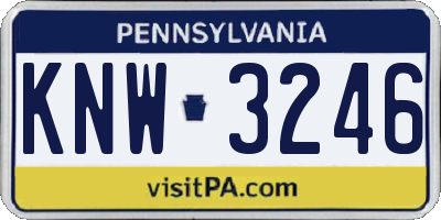 PA license plate KNW3246