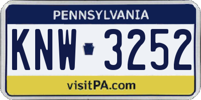 PA license plate KNW3252
