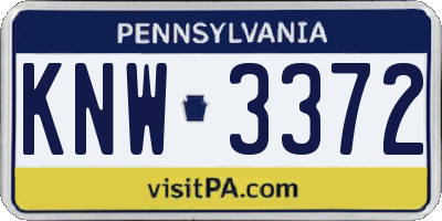 PA license plate KNW3372