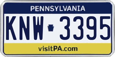 PA license plate KNW3395