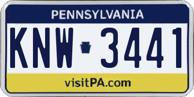 PA license plate KNW3441