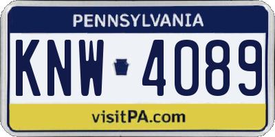 PA license plate KNW4089