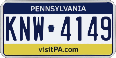 PA license plate KNW4149