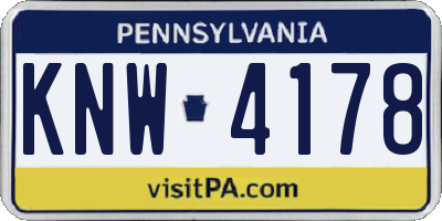 PA license plate KNW4178