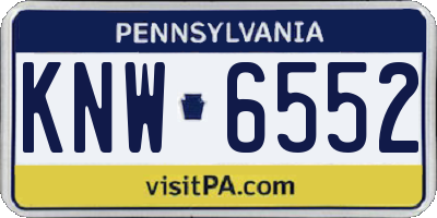 PA license plate KNW6552