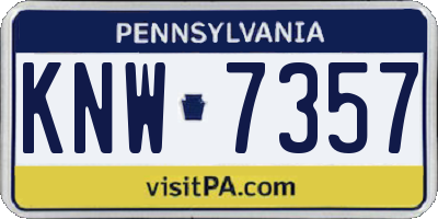 PA license plate KNW7357