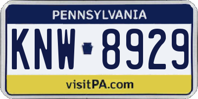 PA license plate KNW8929