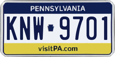PA license plate KNW9701