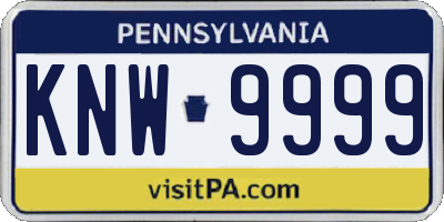 PA license plate KNW9999