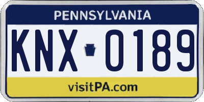 PA license plate KNX0189