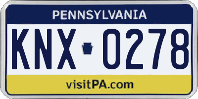 PA license plate KNX0278