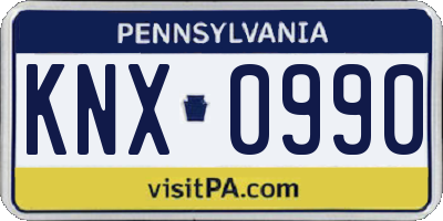 PA license plate KNX0990