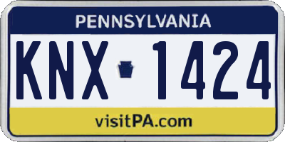 PA license plate KNX1424