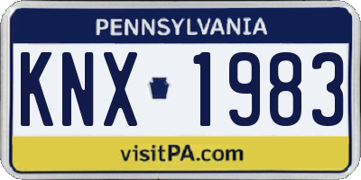 PA license plate KNX1983