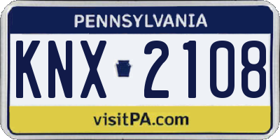 PA license plate KNX2108
