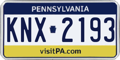 PA license plate KNX2193