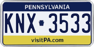 PA license plate KNX3533