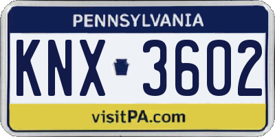 PA license plate KNX3602